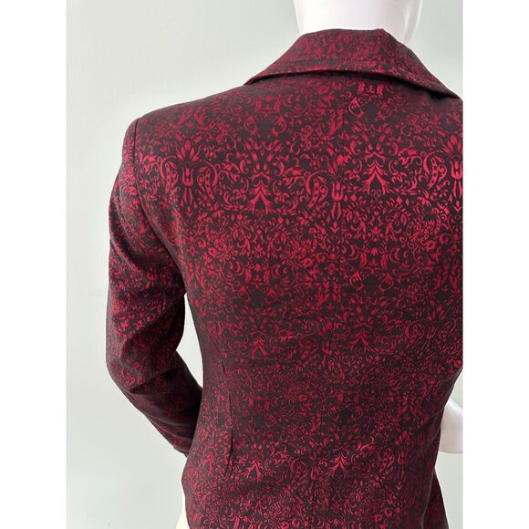 Vintage Y2k Apt. 9 Red and Black Damask Pattern Blazer Goth Suit Jacket size XS - Picture 6 of 11